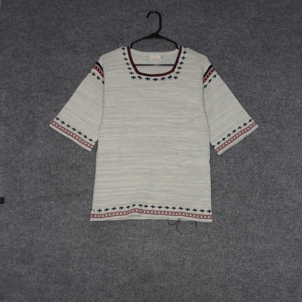 Vintage Donnkennny Sweater Womens XS White Boho Knit Square Neck 3/4 Sleeve